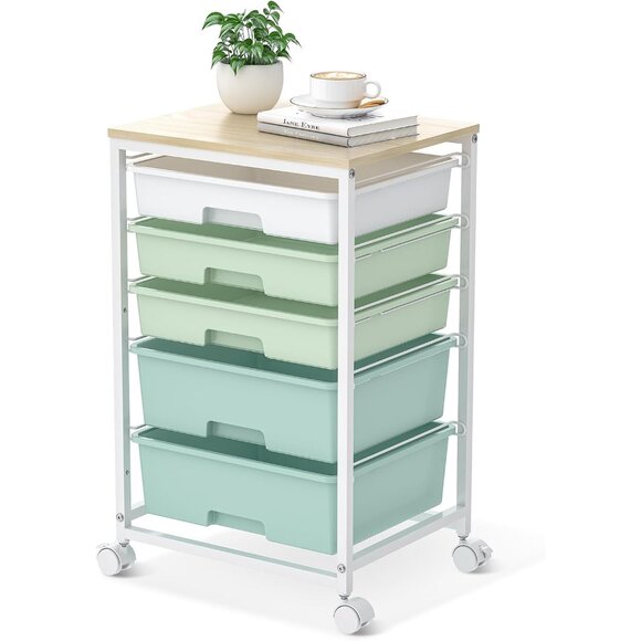Other - Craft cart,Rolling Cart with Drawers,Storage Cart with 5 Drawers and Wooden Tabl